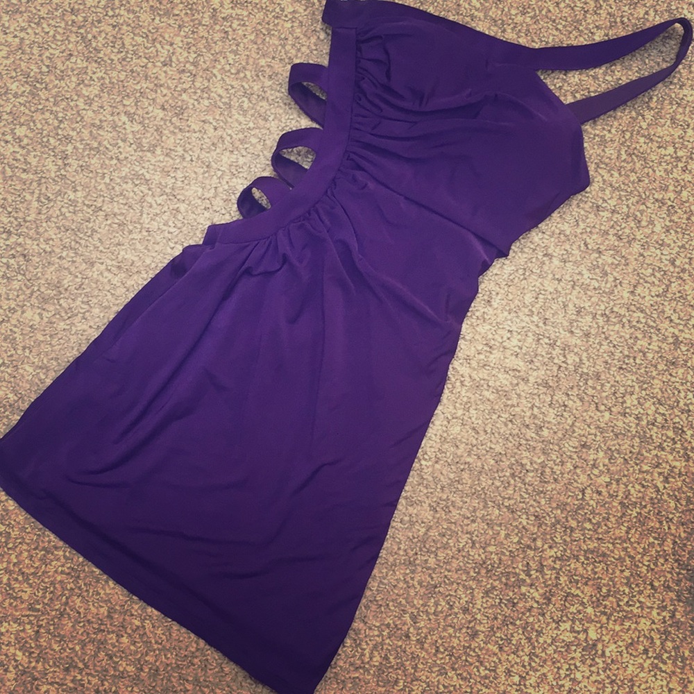 Purple cutout cocktail dress